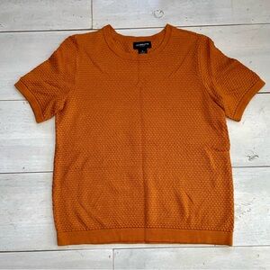 Liz Claiborne Career Mustard/Gold Short Sleeve Light Wt Sweater Textured Size M